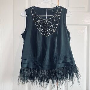 BCBGMaxAzria Dracey Sequin Feather Top Size Small